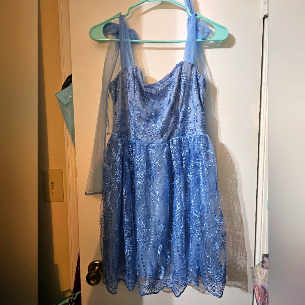 Audrey Parks Francescas blue lace party dress sz small NWT